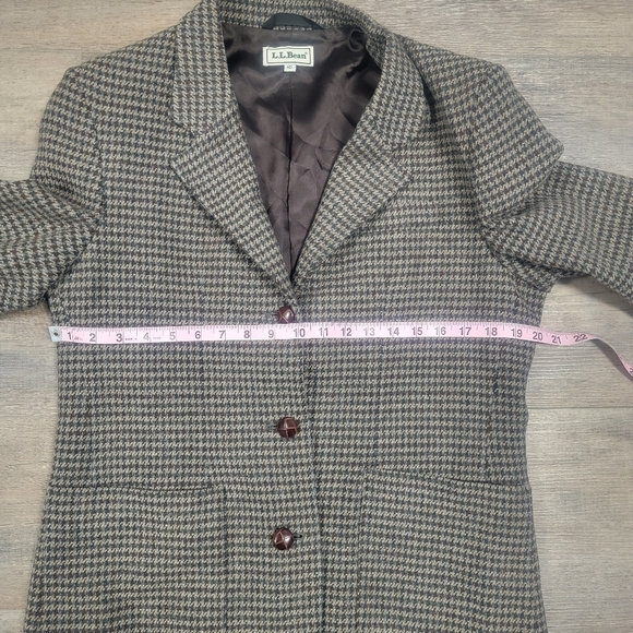 LL Bean Blazer Vintage Womens 10 Houndstooth Three Button Wool Jacket - Picture 7 of 13